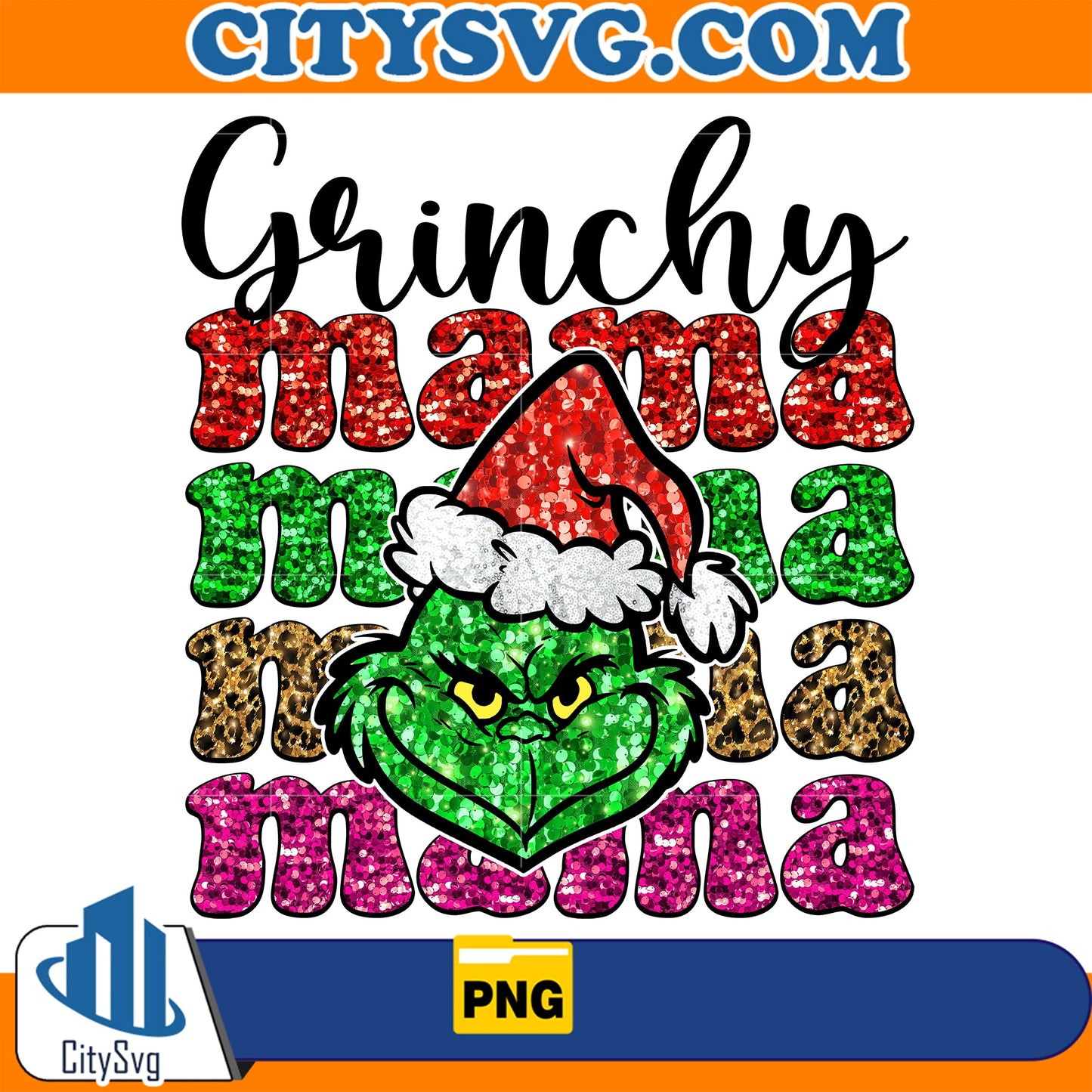 Pink Faux Sequin Grinch Png CitySvg
