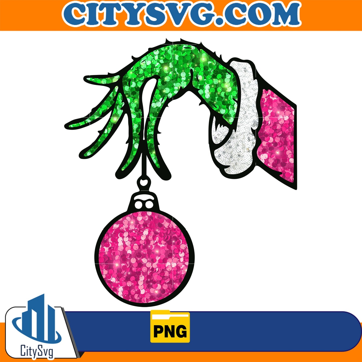 Pink Faux Sequin Grinch Png CitySvg