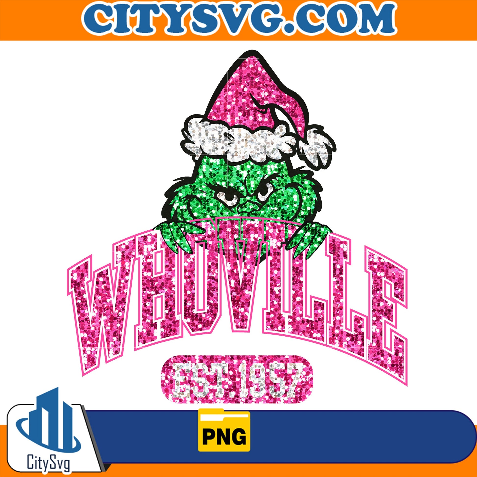 Pink Faux Sequin Whoville Grinch Png CitySvg