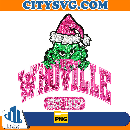 Pink Faux Sequin Whoville Grinch Png CitySvg