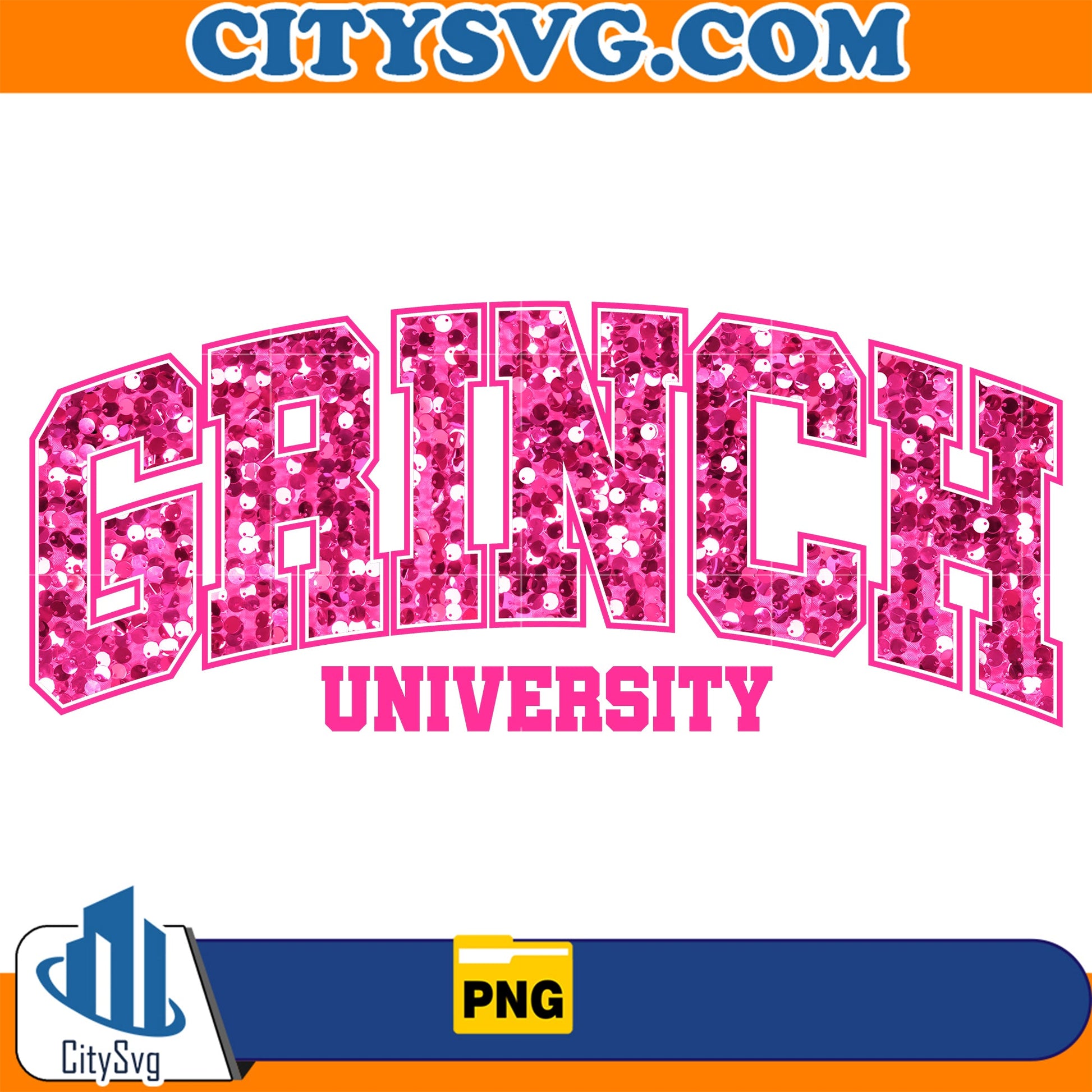 Pink Faux Sequin Grinch University Png CitySvg