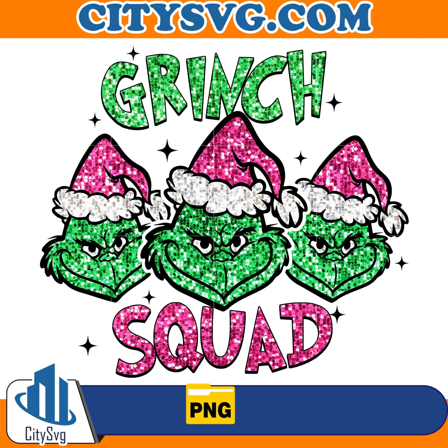 Pink Faux Sequin Grinch Squad Png CitySvg