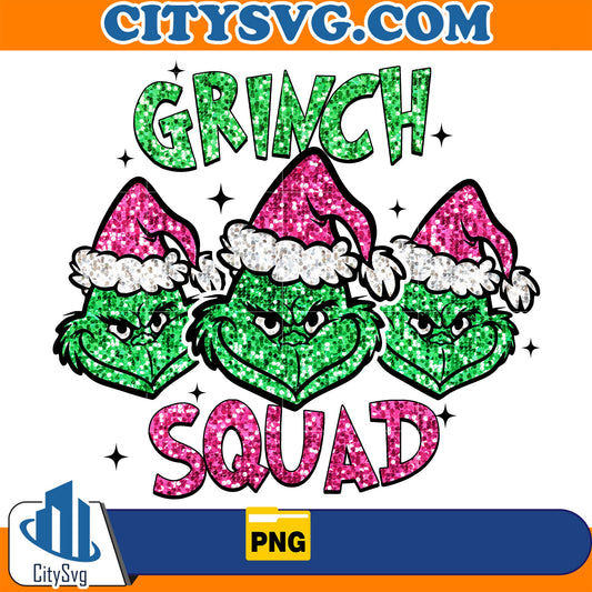 Pink Faux Sequin Grinch Squad Png CitySvg