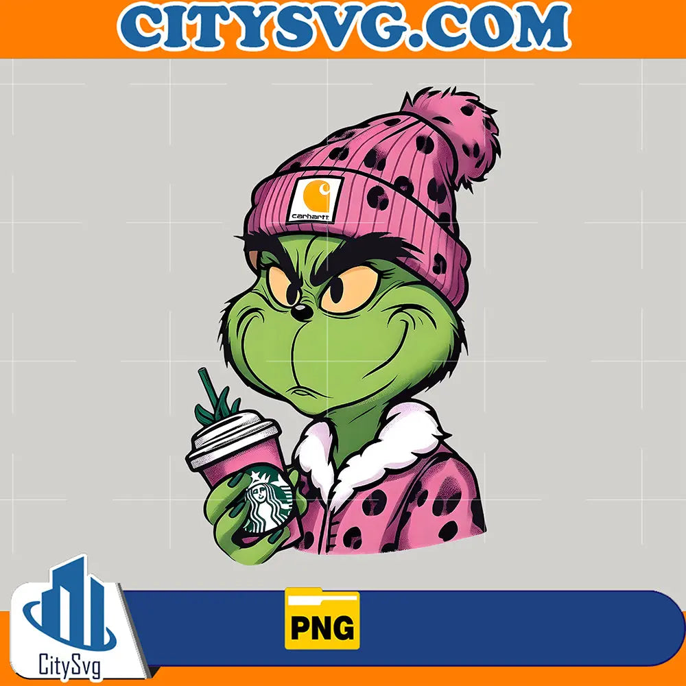 PinkGrinchBoujeeChristmasPng