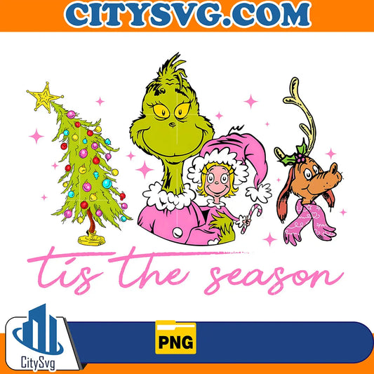 PinkGrinchCindyLouAndMaxTisTheSeasonChristmasPng