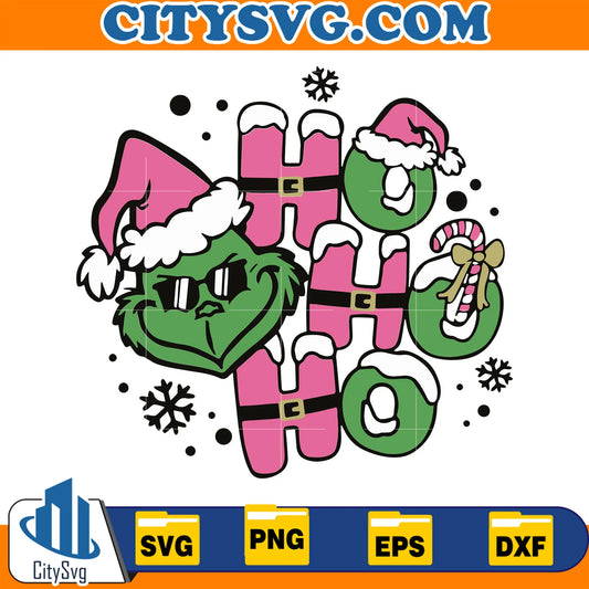 PinkGrinchHoHoHoChristmasSvg