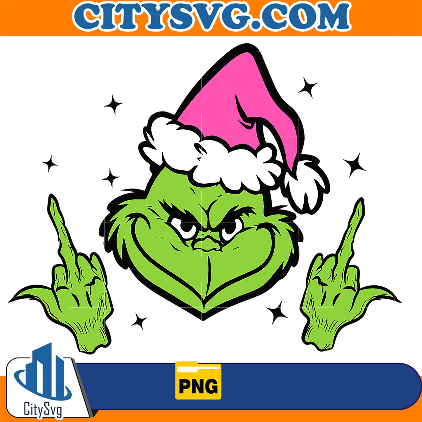 PinkGrinchMiddleFingersChristmasPng