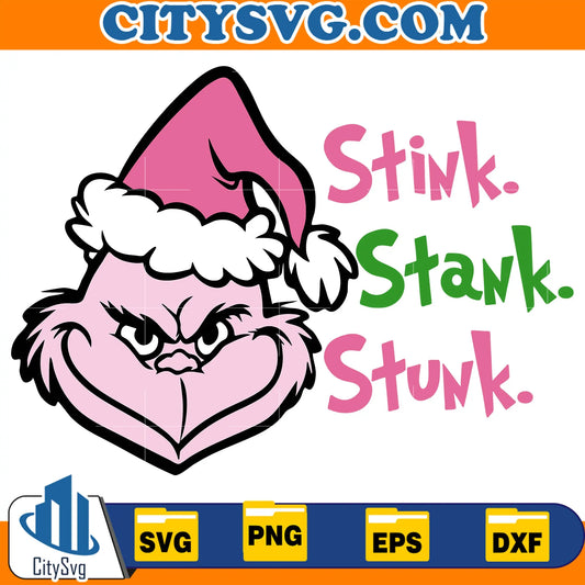 PinkGrinchStinkStankStunkChristmasSvg