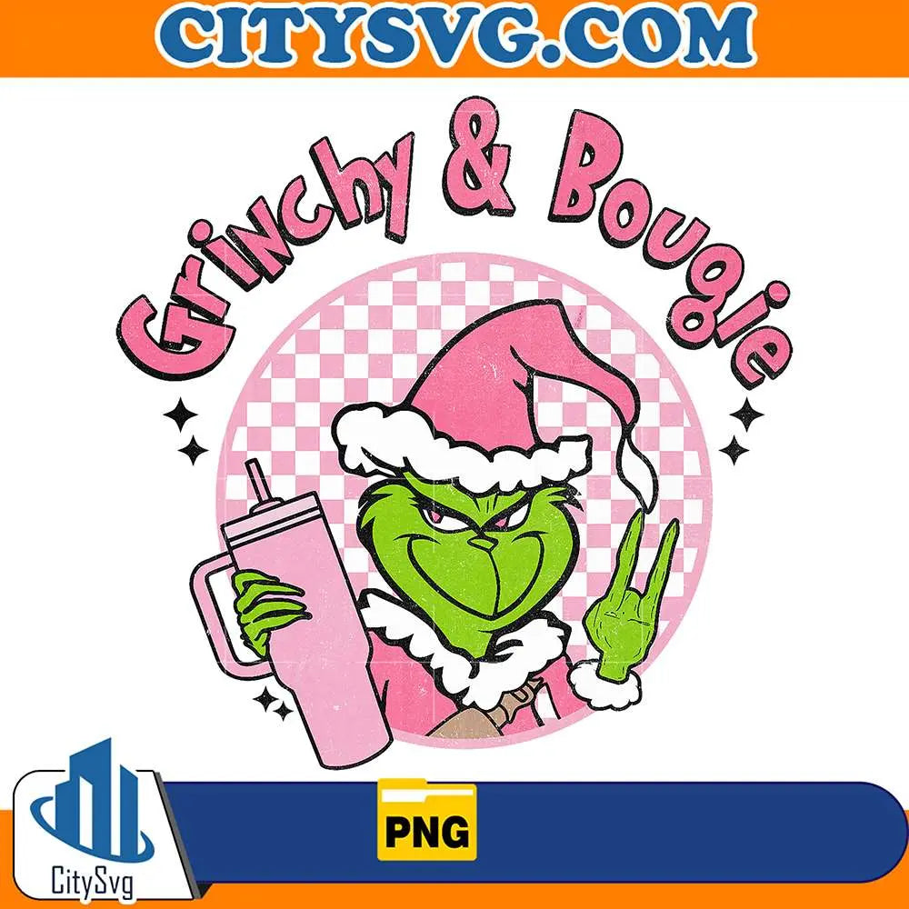 PinkGrinchyAndBougieChristmasPng