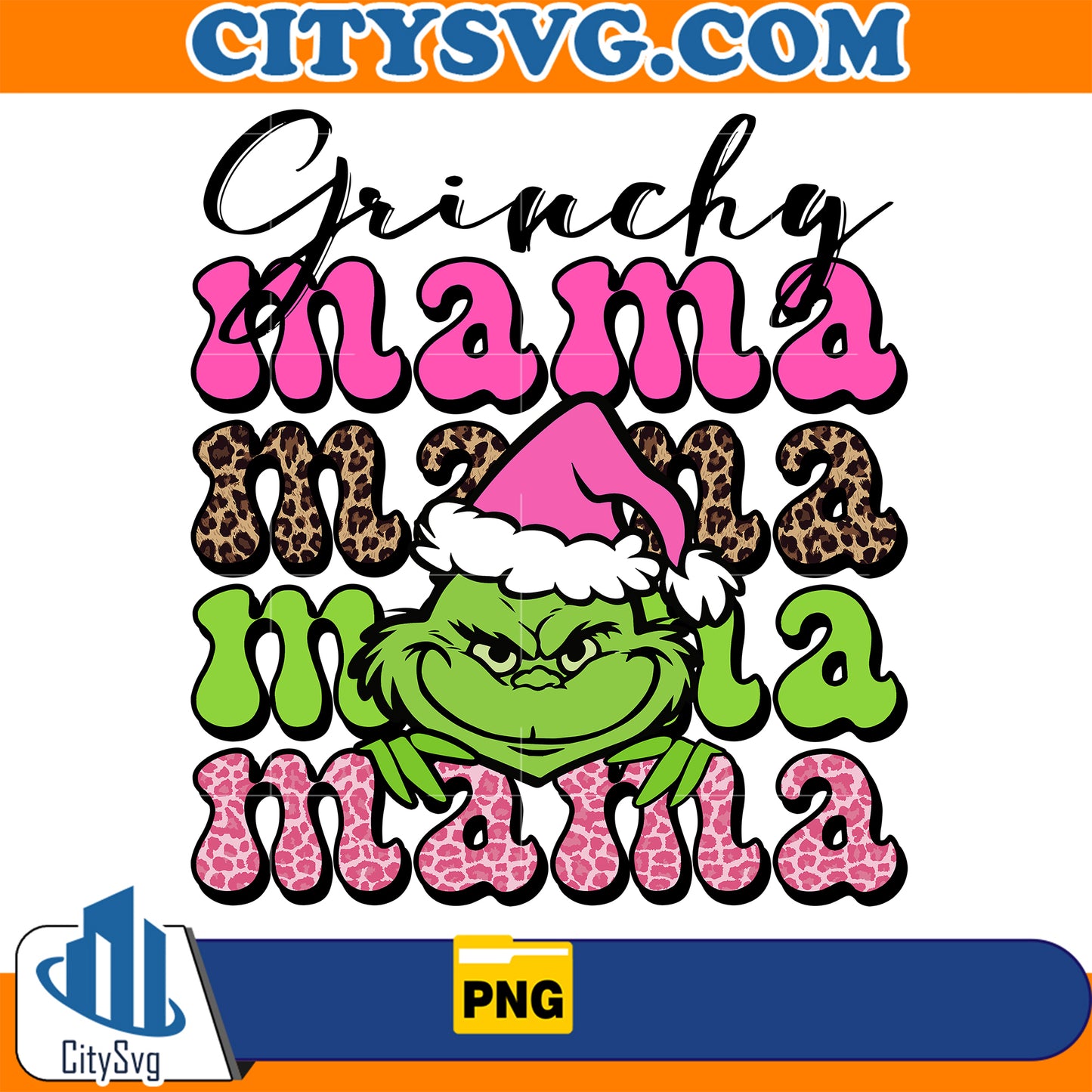 PinkGrinchyMamaChristmasPng