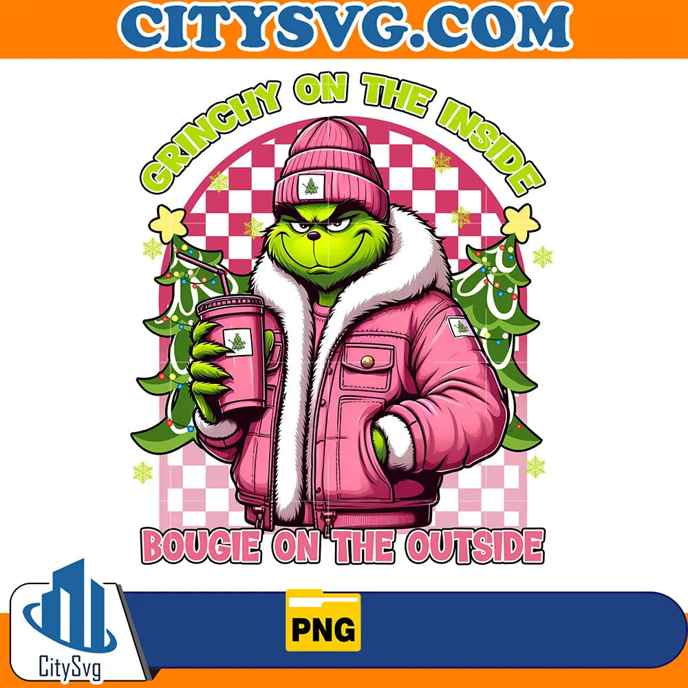 PinkGrinchyOnTheInsideBougieOnTheOutsideChristmasPng_2