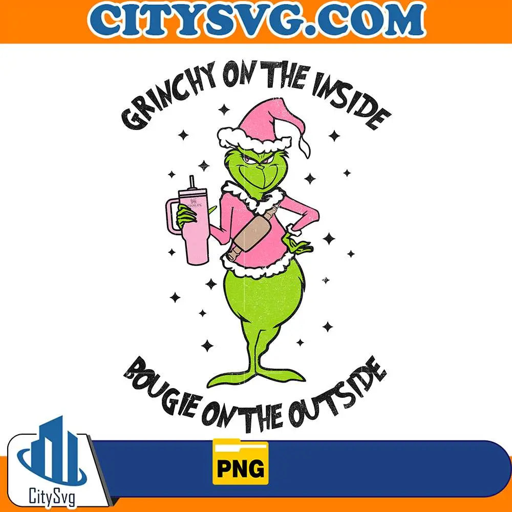 PinkGrinchyOnTheOutInsideBougieChristmasPng