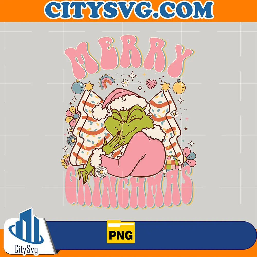 PinkMerryGrinchmasChristmasTreeCakePng