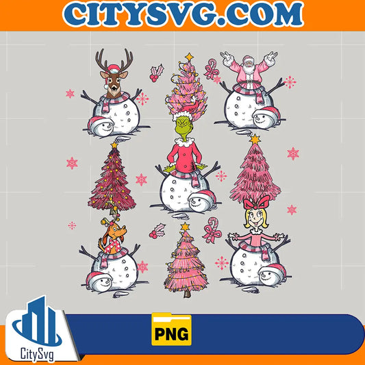 PinkMerryGrinchmasSnowmanPng