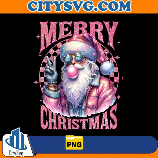 PinkSantaMerryChristmasPng