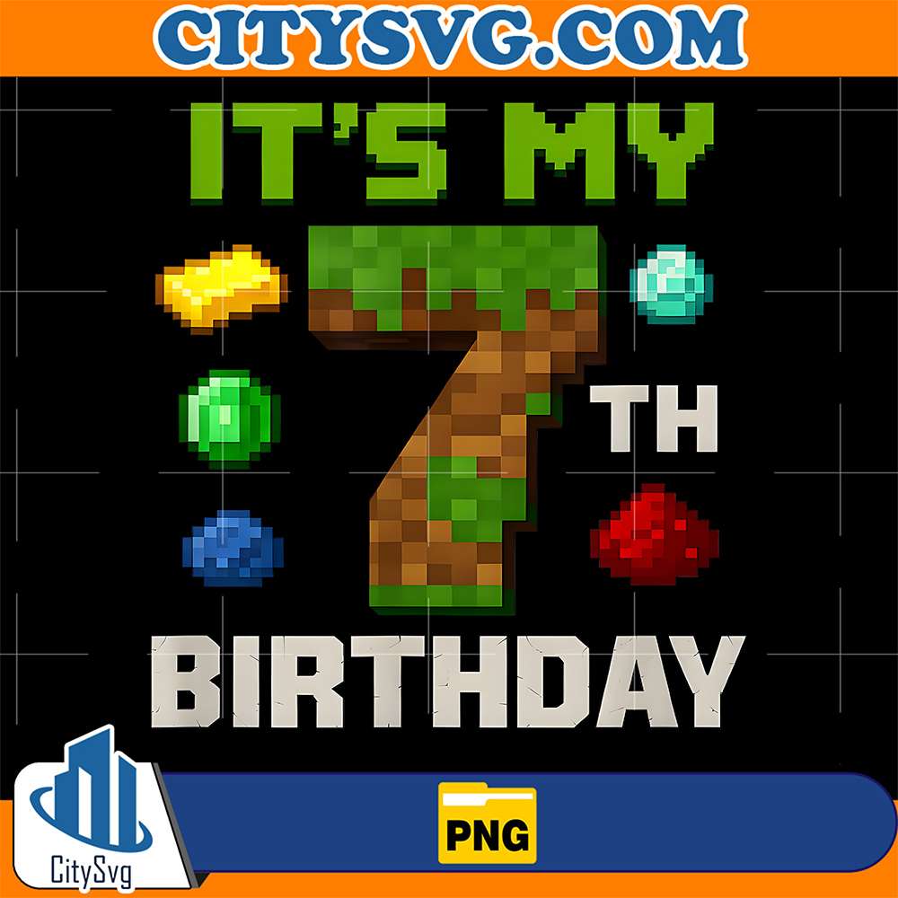 Pixel-Level-7-Birthday-Kids-Gamer-Party-Png