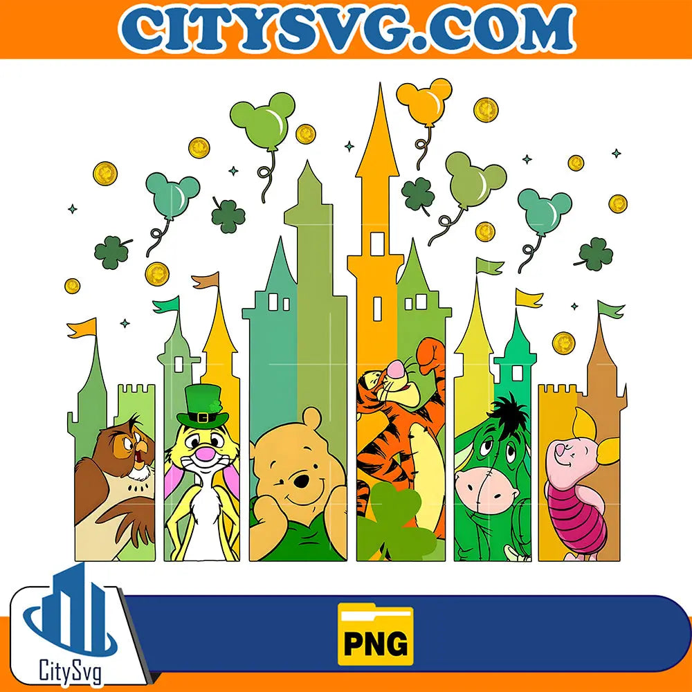 PoohBearStPatricksDayLuckyMagicalCastlePng