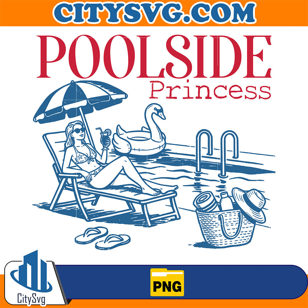 Poolside-Princess-Summer-Vibes-Relaxing-by-the-Pool-Png
