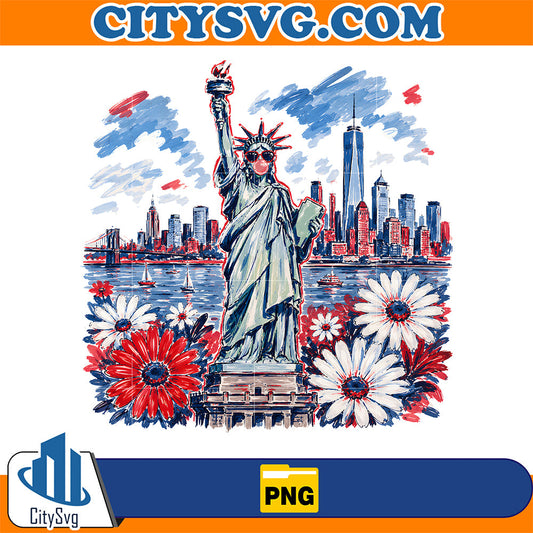 Preppy-Brushstroke-Statue-of-Liberty-Blowing-Bubble-Png-2