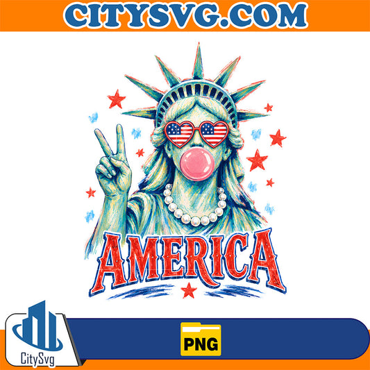 Preppy-Brushstroke-Statue-of-Liberty-Blowing-Bubble-Png-3