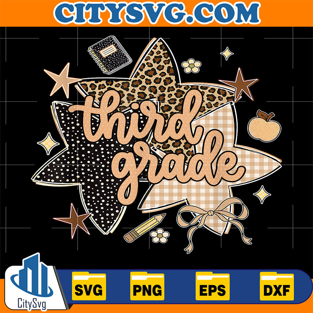 Preppy-Third-Grade-Leopard-Star-Teacher-Girl-Back-To-School-Svg