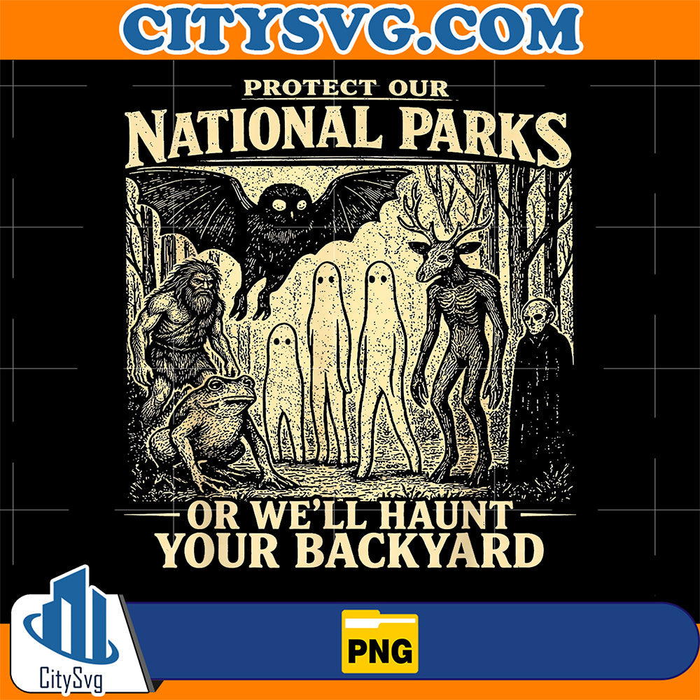 Protect-Our-National-Parks-Mothman-Cryptid-Weirdcore-Horror-Png