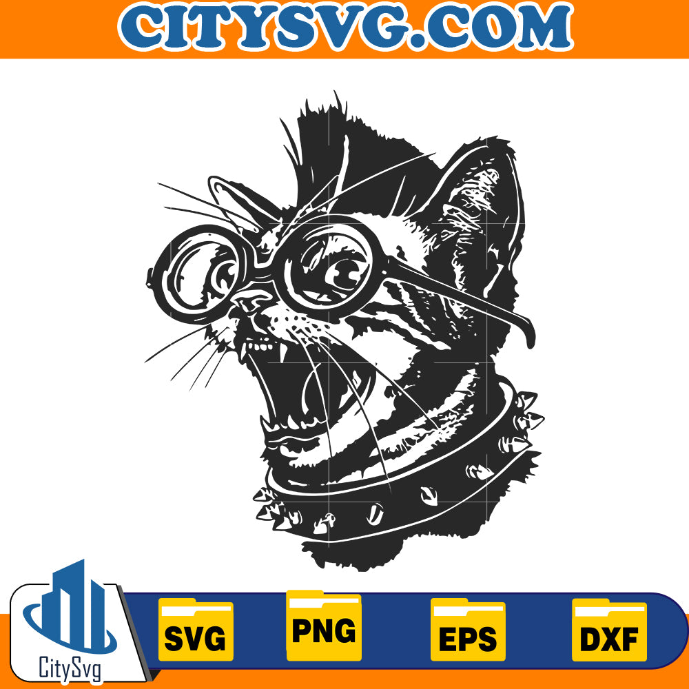 Punk Cat Svg, Hard Rock Cat SVG, Funny Cat svg, Bad Cat SVG, Hand Drawn Musical Cat Kitty Cut File for Cricut