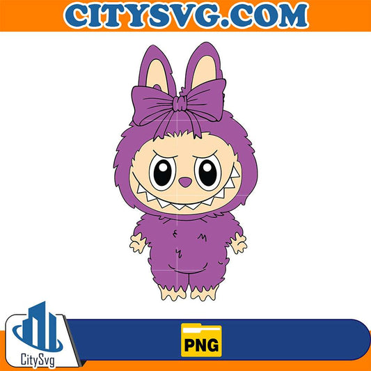 Purple-Labubu-With-Bow-Png