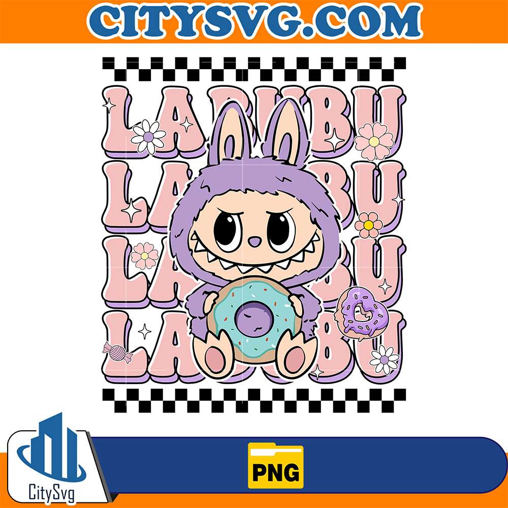 Purple-Labubu-With-Donut-Png