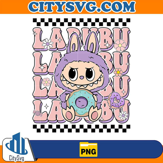 Purple-Labubu-With-Donut-Png