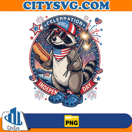 Raccoon-4th-Of-July-Independence-Day-Fireworks-Patriotic-Hotdog-Png