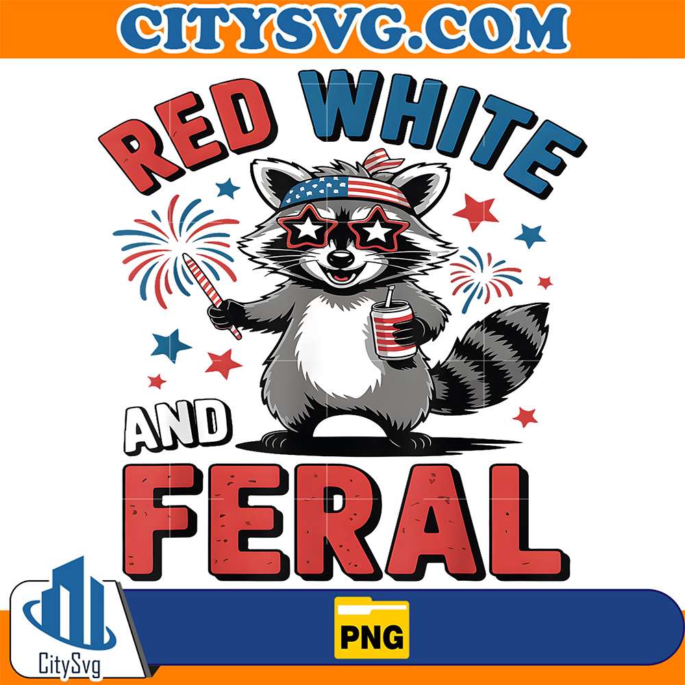 Raccoon-4th-Of-July-Red-White-Feral-Png