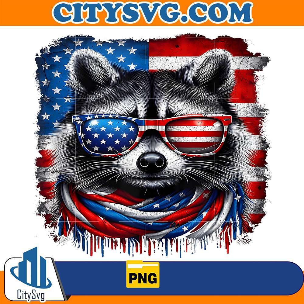 Raccoon-4th-Of-July-USA-American-Flag-Patriotic-Png