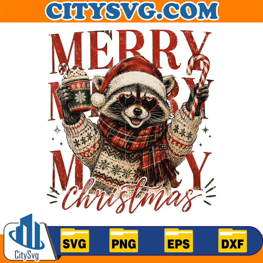 Raccoon-Merry-Christmas-Svg