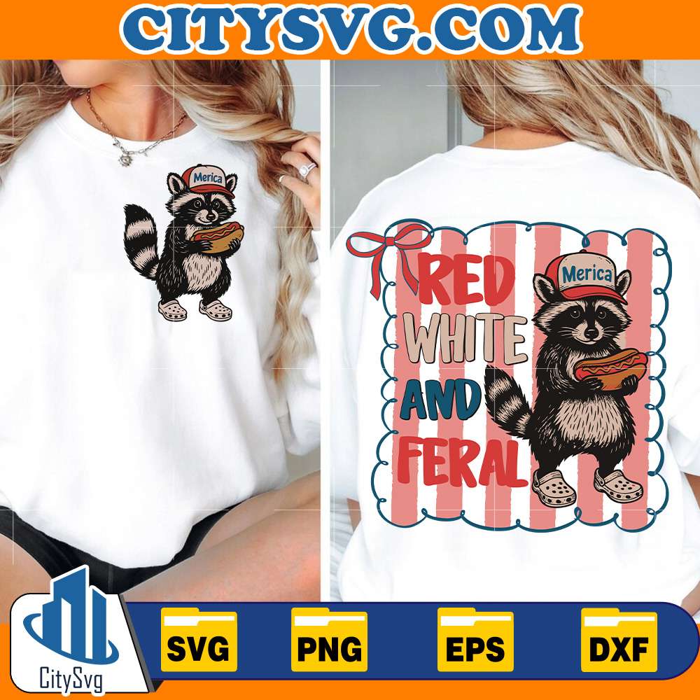 Raccoon-Red-White-And-Feral-Svg