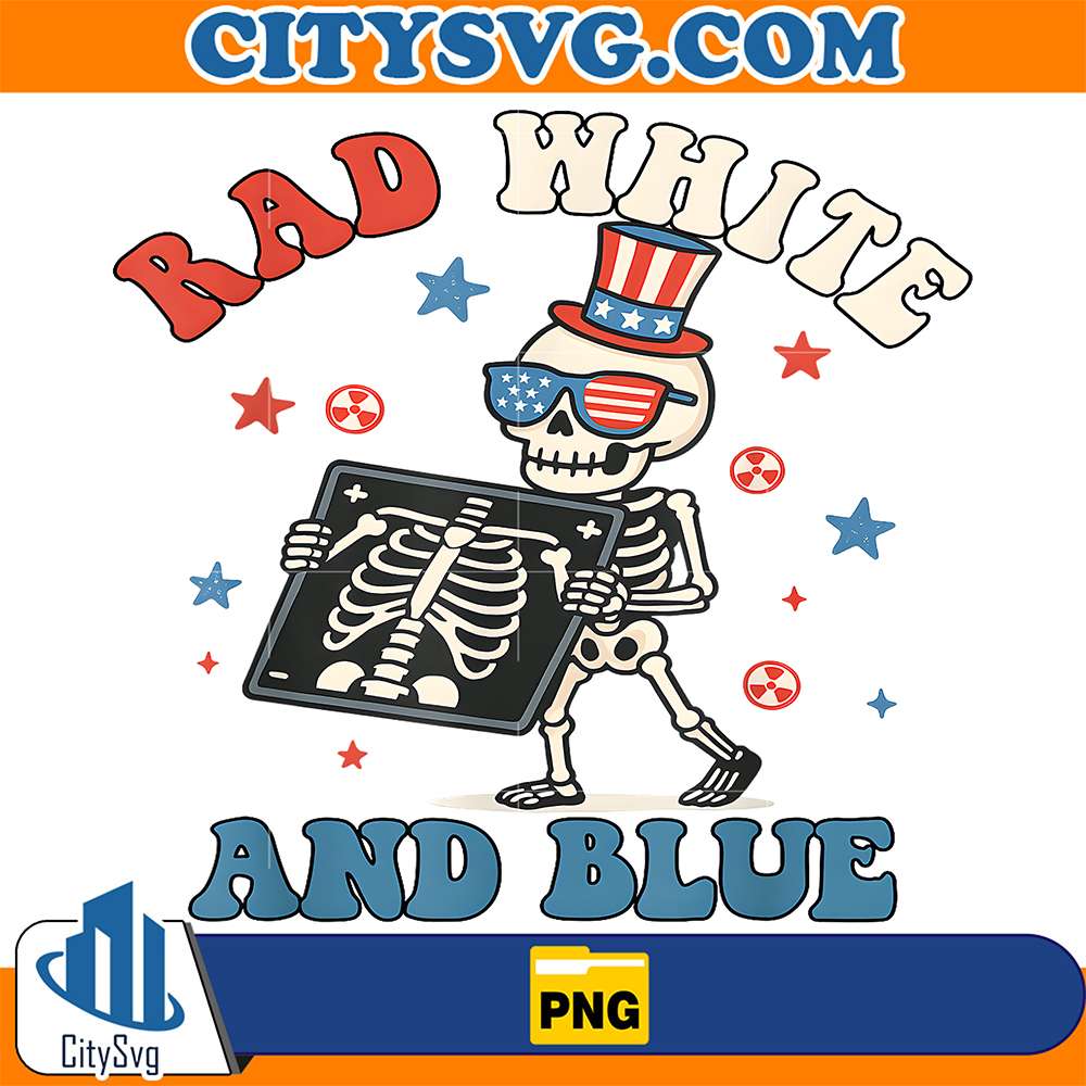 Rad-White-And-Blue-Skeleton-Radiology-Patriotic-Png