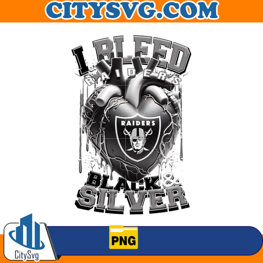 I Bleed Black & Silver Raiders Png