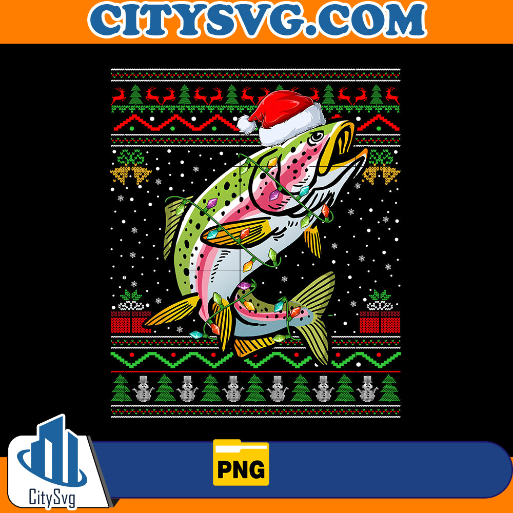 Rainbow Trout Fish Lover Santa Ugly Rainbow Trout Christmas Png