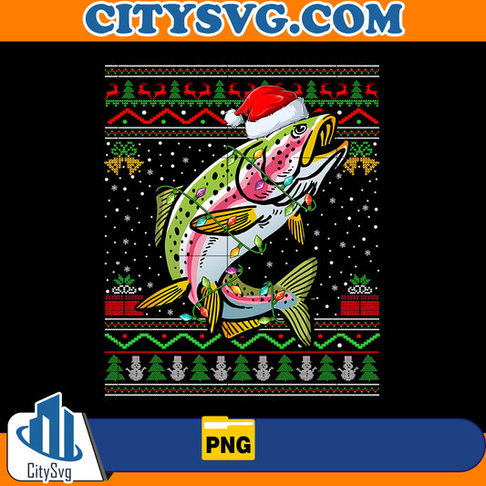 Rainbow Trout Fish Lover Santa Ugly Rainbow Trout Christmas Png