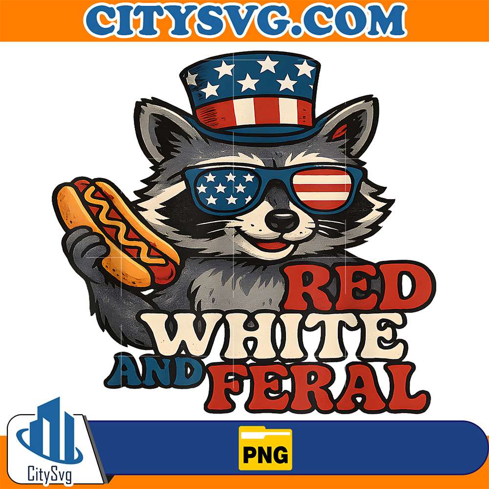 Red-White-And-Feral-Racoon-4th-Of-July-Png