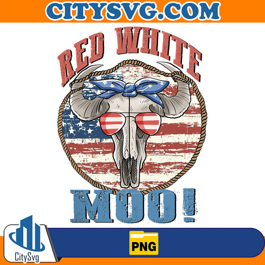Red-White-Moo-4th-Of-July-Png