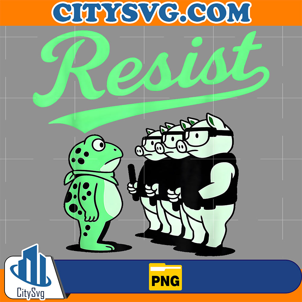 Resist-Portland-Frog-Vs-Pigs-Funny-Political-Satire-Activism-Png