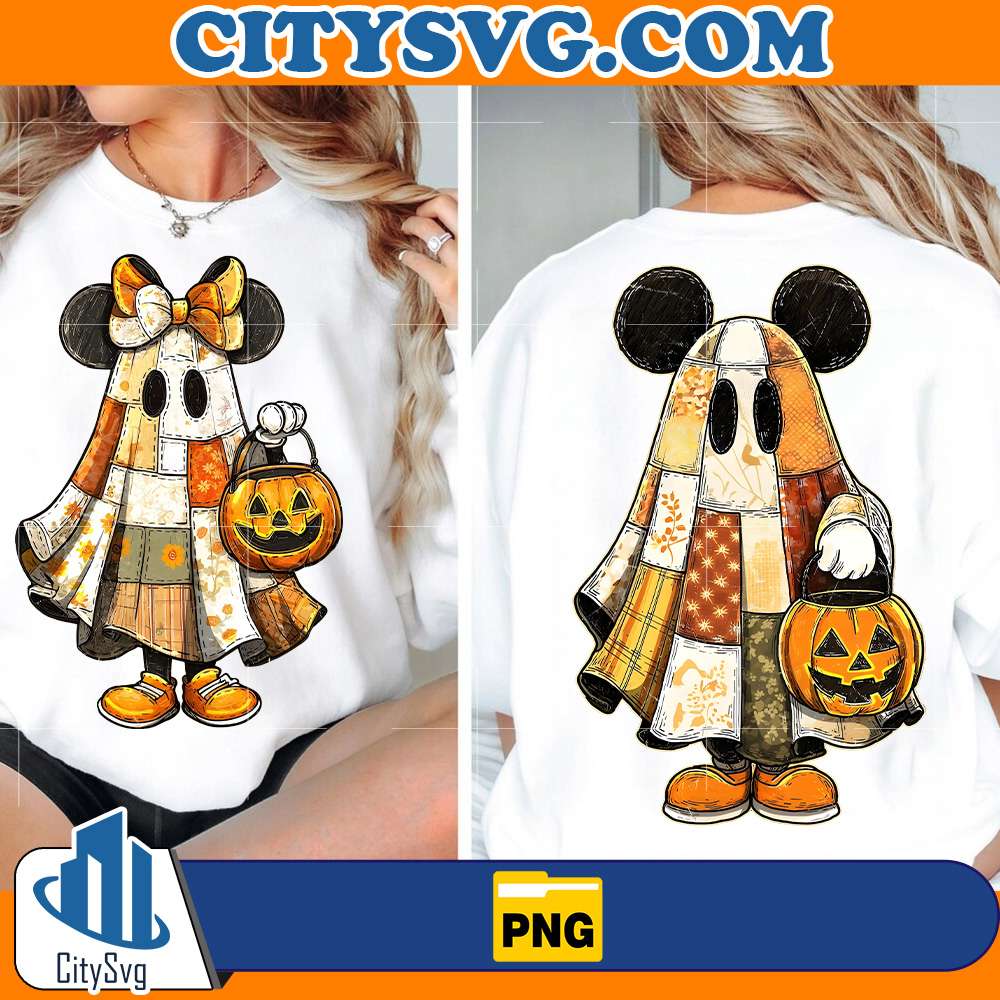 Retro-Halloween-Floral-Cartoon-Mouse-Couple-Png