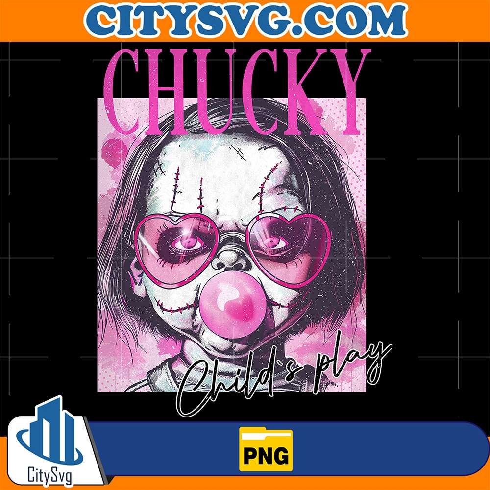 Retro-Halloween-Horror-Chucky-Characters-Blowing-Bubble-Png