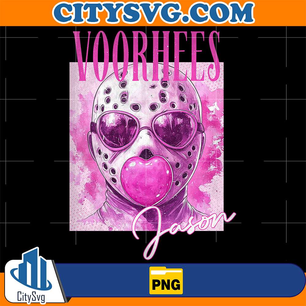 Retro-Halloween-Horror-Jason-Voorhess-Characters-Blowing-Bubble-Png
