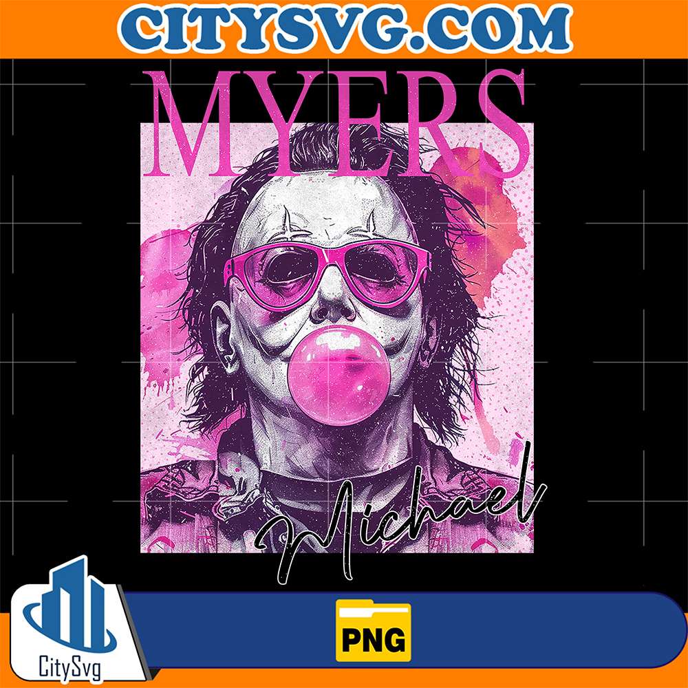 Retro-Halloween-Horror-Mychael-Myers-Characters-Blowing-Bubble-Png