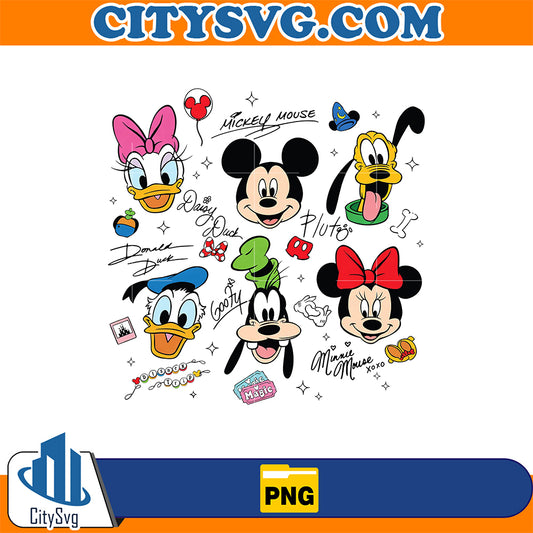 Retro-Mickey-And-Friends-Signatures-Png