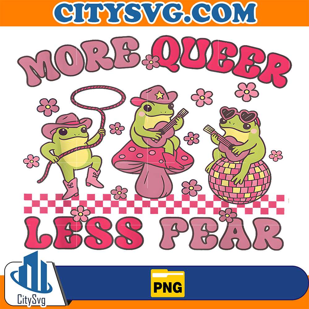 Retro-More-Queer-Less-Fear-Cute-Frog-Gay-Cowboy-LGBTQ-Pride-Png