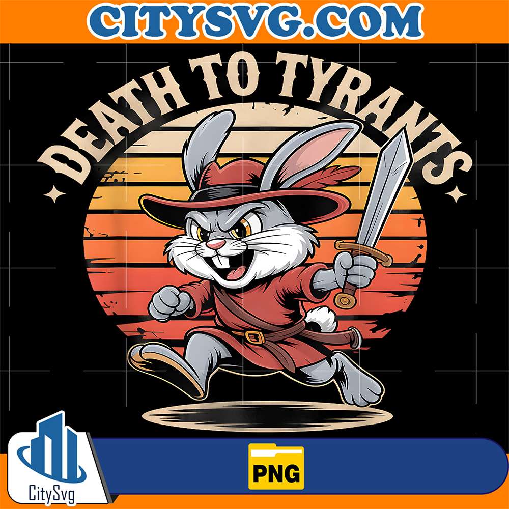 Retro-Rabbit-Death-To-Tyrants-Png