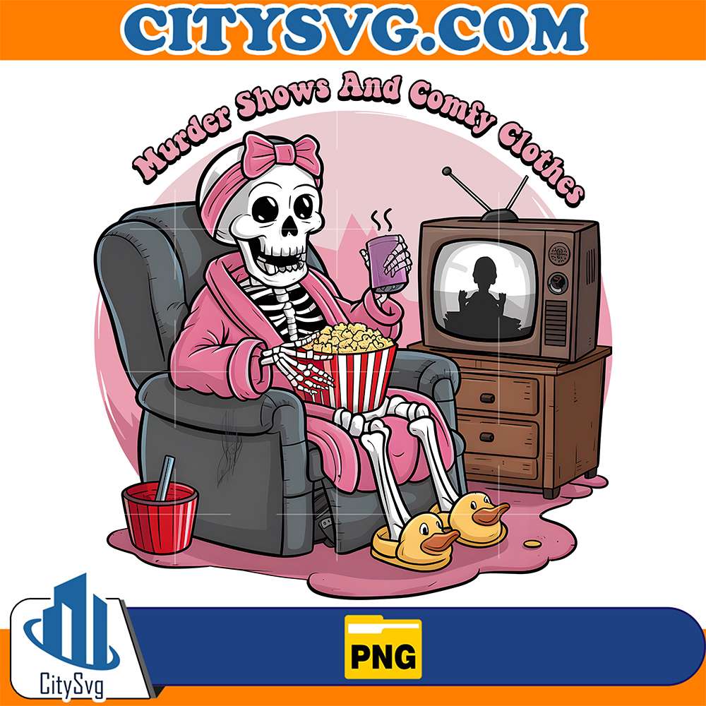 Retro-Skeleton-Murder-Shows-And-Comfy-Clothes-Png